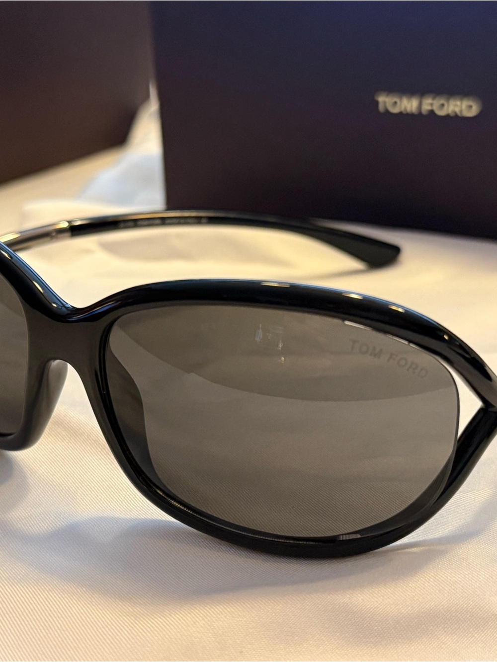 Tom Ford Women's Black Frame Sunglasses with Dark Grey Lenses
